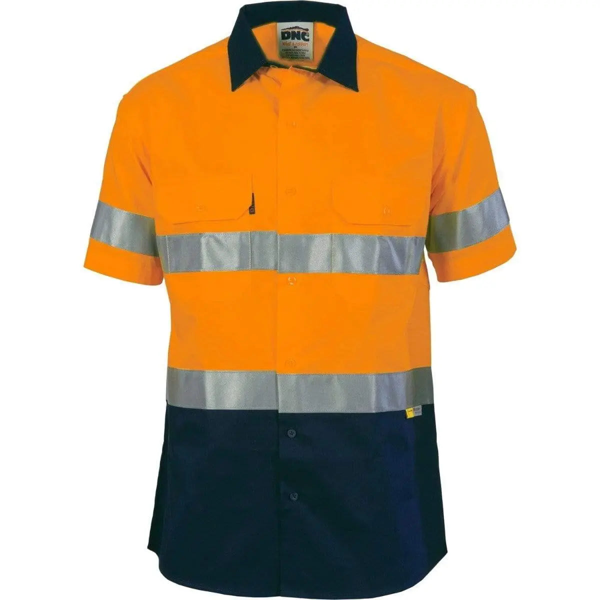 Dnc Workwear Hi-vis Two-tone Short Sleeve Drill Shirt With 3m 8906 R/tape - 3833 Metro Workwear.